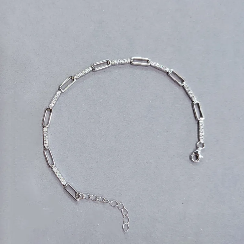 Браслет із срібла литий з фіанітами — фото 3