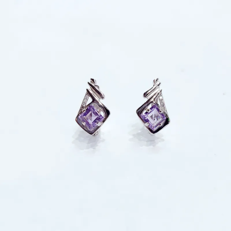 Сережки із срібла з аметистом — фото 2