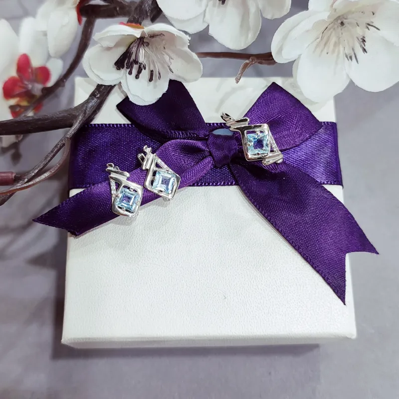 Сережки із срібла з топазами — фото 3