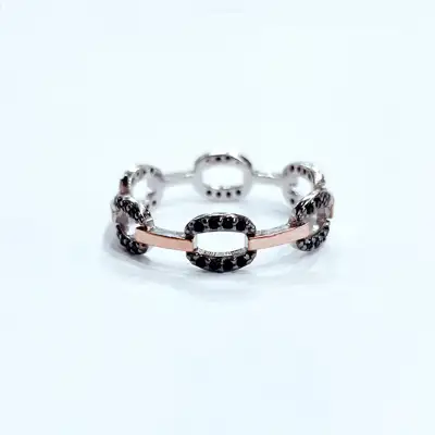 Каблучка з чорним каменем арт. 1005 з/ч — срібна прикраса