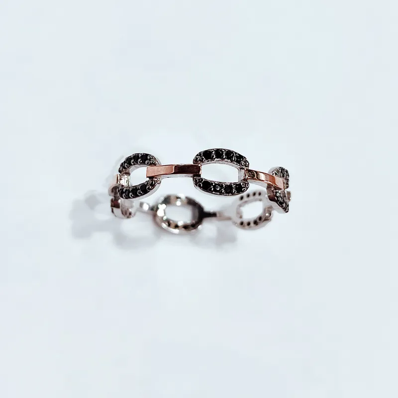 Каблучка з чорним каменем арт. 1005 з/ч — фото 2