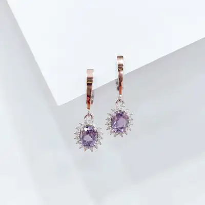 Сережки з аметистом арт. 847 ам. — срібна прикраса