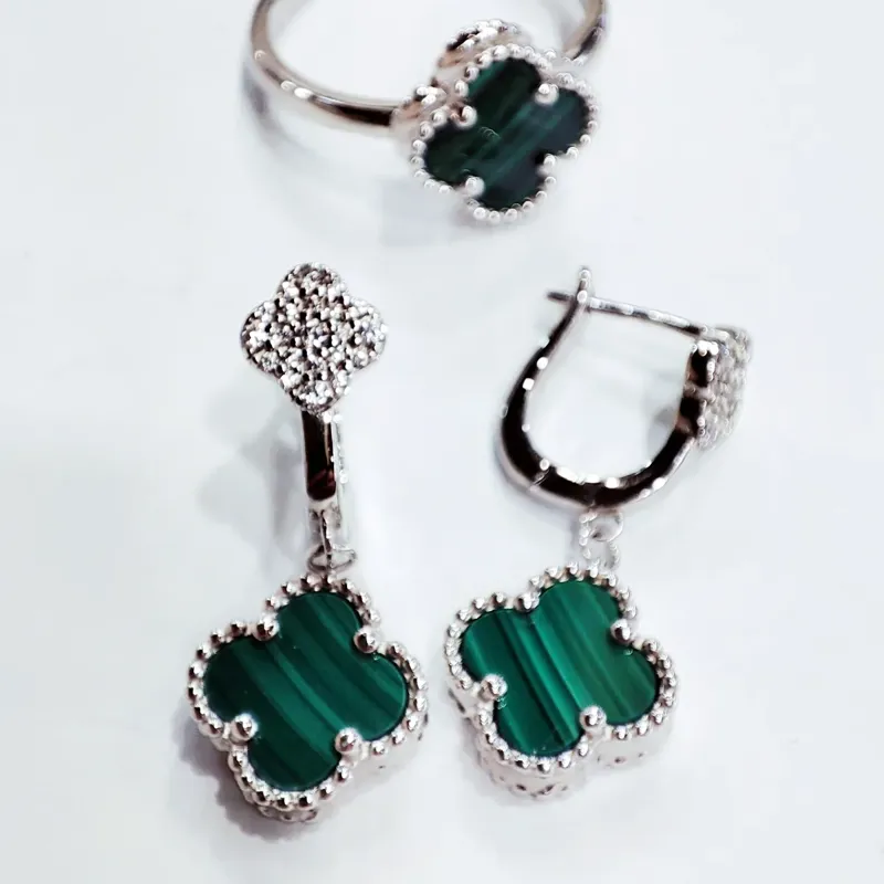 Комплект, "Конюшина" з малахітом, арт.11026/11005 — фото 2