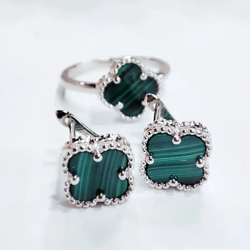 Комплект, "Конюшина", з малахітом, арт.11001/11005 — фото 1