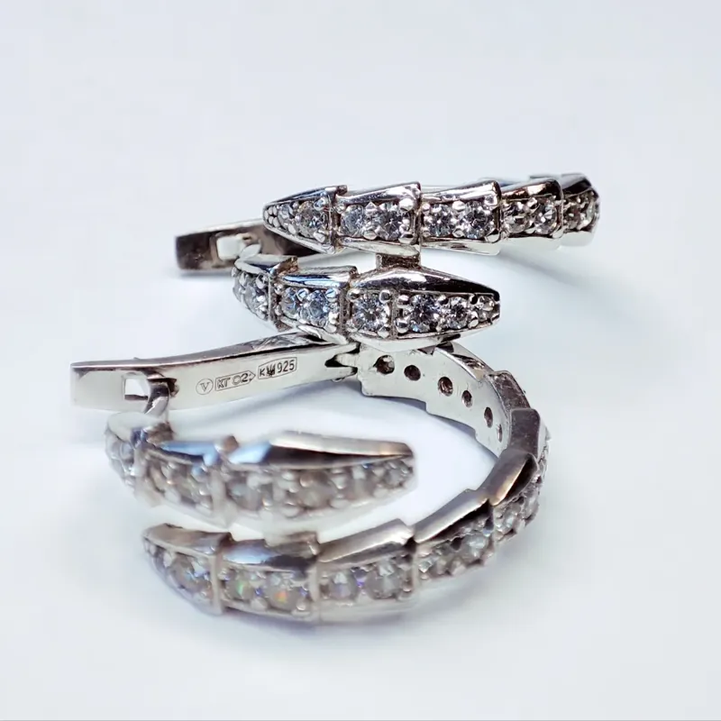 Сережки "Змія", топова модель, арт. 292Rh — фото 2