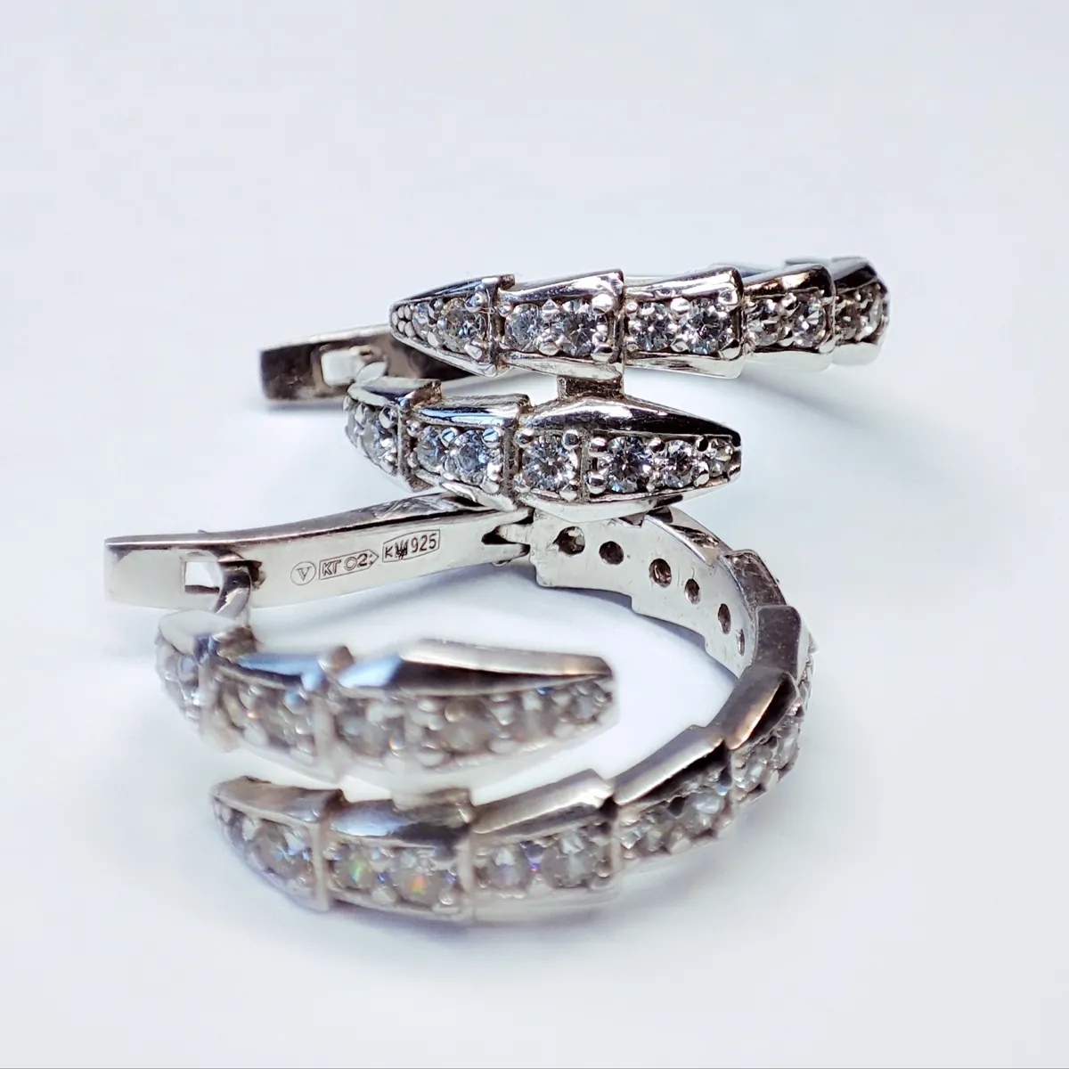 Сережки "Змія", топова модель, арт. 292Rh
